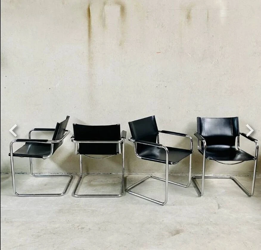 Office Armchair / Lobby Chair Cantilever In Vintage Black Leather And Chrome - Model MG5 By Matteo Grassi - 70-80's - Image 7