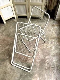2 White Metal "Ted Ned" Folding Chairs By Niels Gammelgaard For IKEA, 1980s
