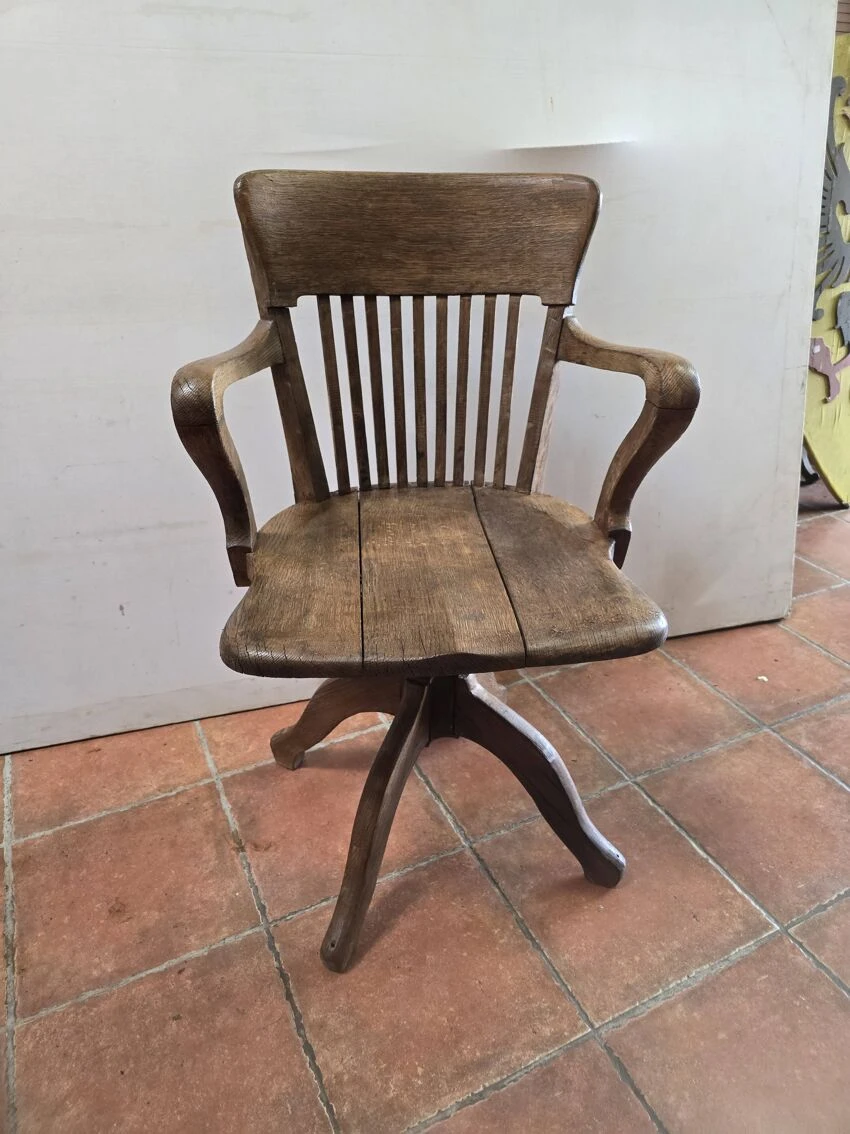 Old American Oak Office Chair - Image 10