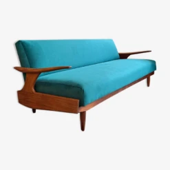 Mid Century Modern Teak And Velvet Sofa Bed By Greaves And Thomas