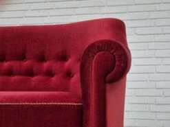 1960s, Danish 3 Seater Sofa, Original Condition, Velour Fabric.