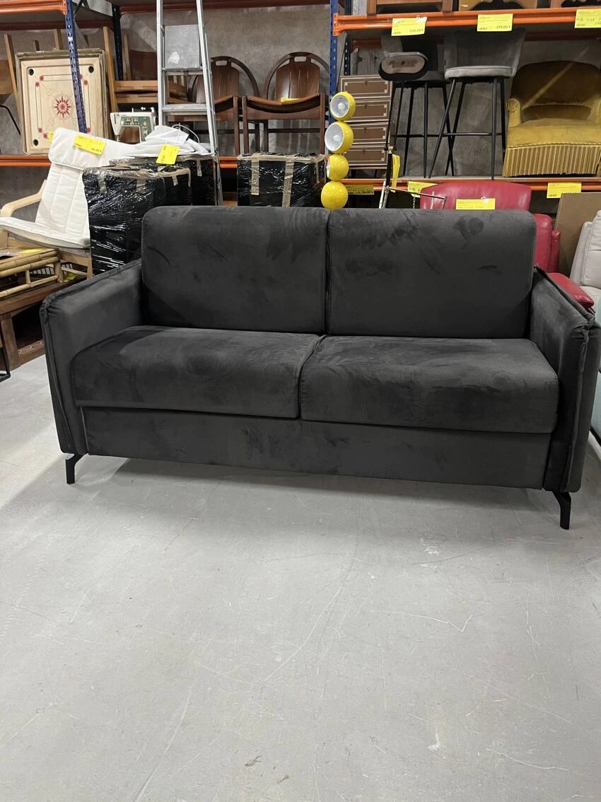 3-seater Convertible Sofa For Daily Sleeping In Velvet. - Image 3