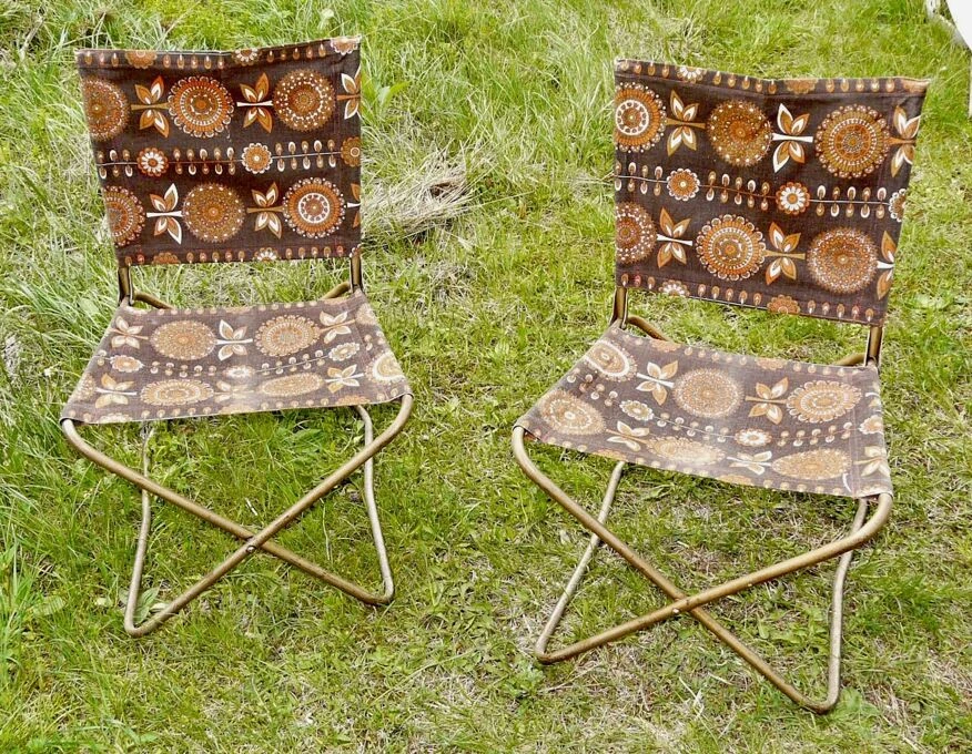 Pair Of Vintage Chantazur Folding Chairs 1960 - Canvas Garden Chairs - Image 7