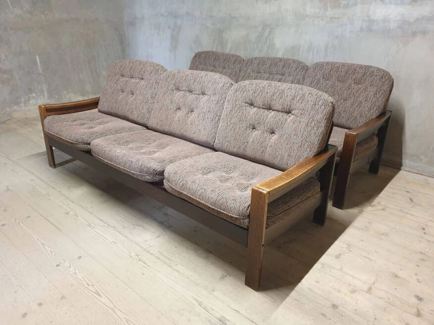 Vintage Scandinavian Style Three Seater Lounge Sofa, 1980´s, Set Of 2 - Image 6