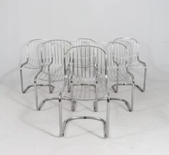 6 Cantilever Chairs/chairs With Armrests , Italy, 1970s