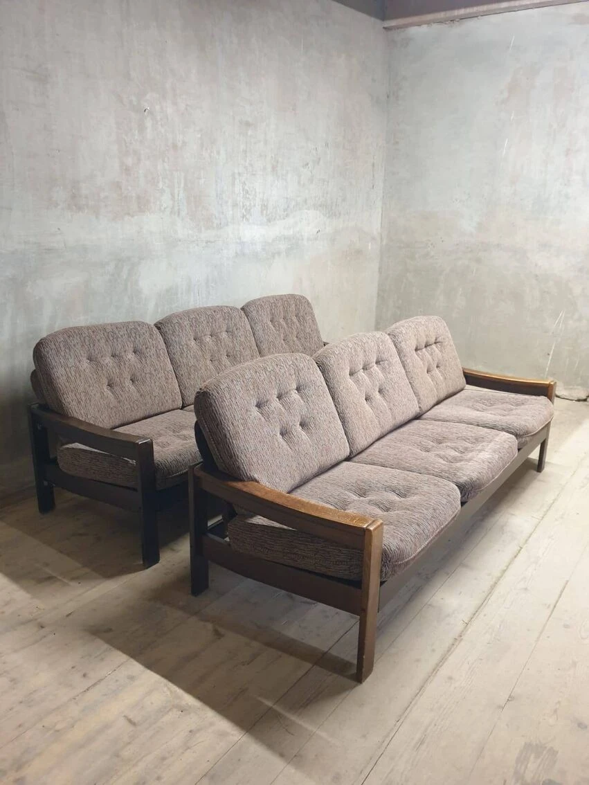 Vintage Scandinavian Style Three Seater Lounge Sofa, 1980´s, Set Of 2 - Image 9