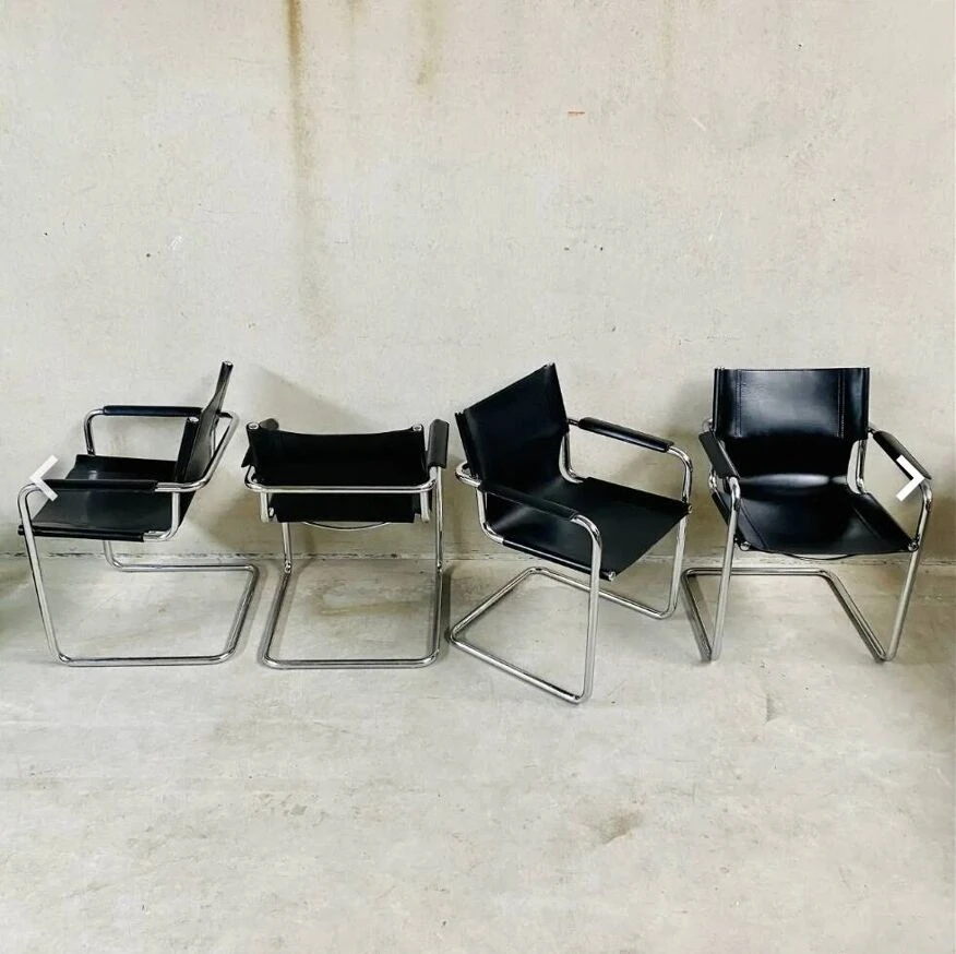 Office Armchair / Lobby Chair Cantilever In Vintage Black Leather And Chrome - Model MG5 By Matteo Grassi - 70-80's - Image 8