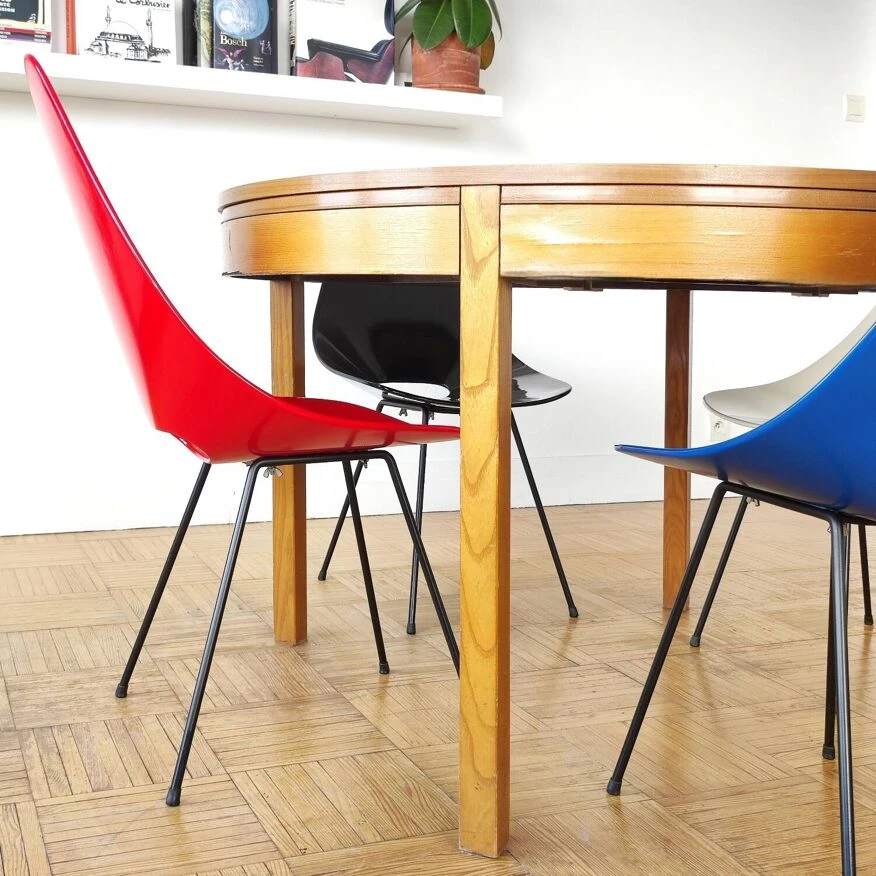 4 Vintage Pedrera Model Chairs By Francisco Juan Barba Corsini In The Style Of Pierre Guariche Or Arne Jacobsen, 1950/1960.