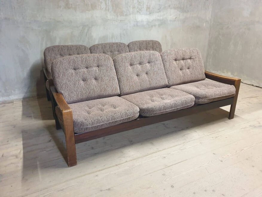 Vintage Scandinavian Style Three Seater Lounge Sofa, 1980´s, Set Of 2 - Image 8