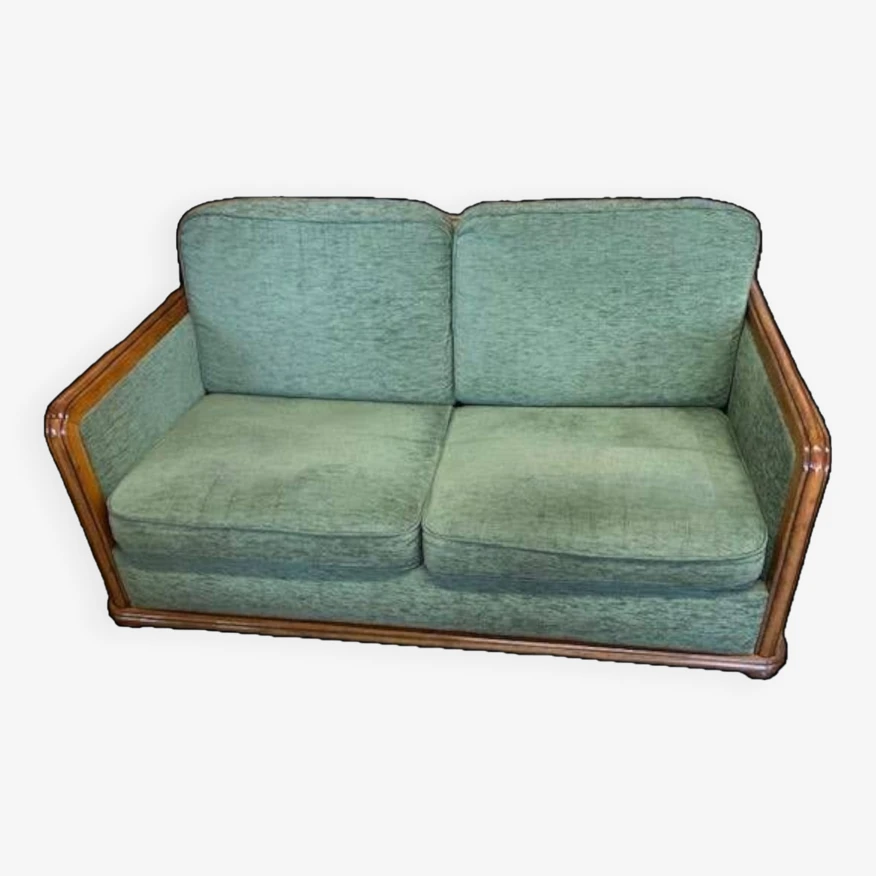2-seater Sofa In Wood And Green Velvet - Image 11
