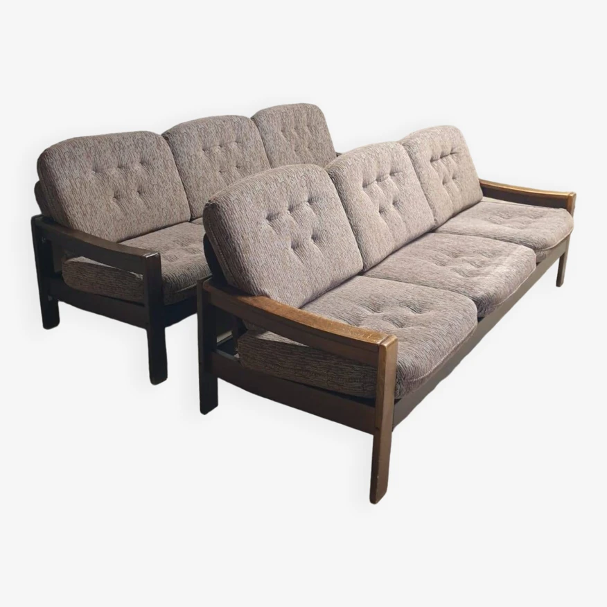 Vintage Scandinavian Style Three Seater Lounge Sofa, 1980´s, Set Of 2 - Image 4