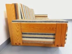 Vintage Sofa Bench In Pine And Fabric From The 70s