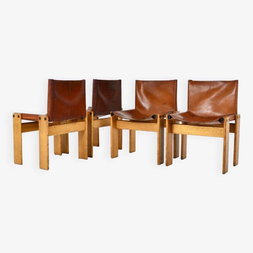 Monk Dining Chairs By Afra & Tobia Scarpa For Molteni, 1970, Set Of 4 - Image 2