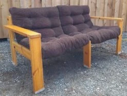 Yngve Ekström 2-seat Suede Pine Sofa