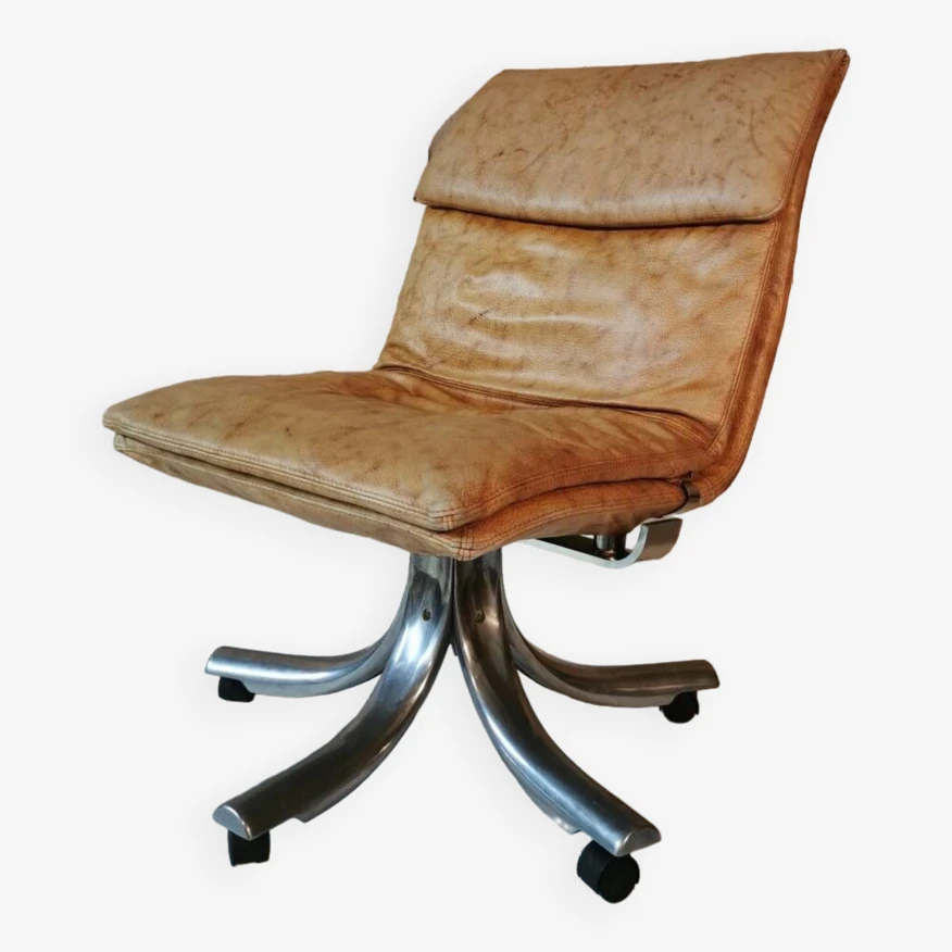 Swivel Leather Armchair - Image 9