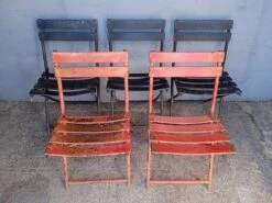 5 Vintage Metal Folding Garden Chairs From The 1960s