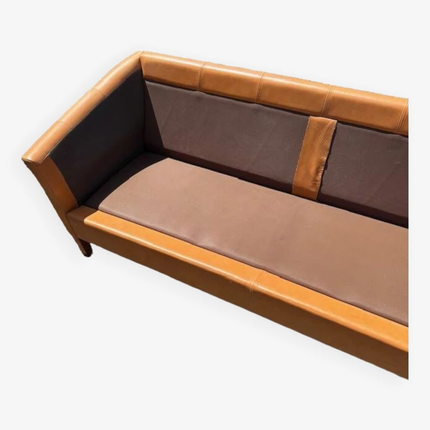 Danish Vintage 2 And A Half Seater Cognac Leather Sofa 1970s