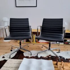 2 EA108 Armchairs By Charles & Ray Eames For Vitra (leather)