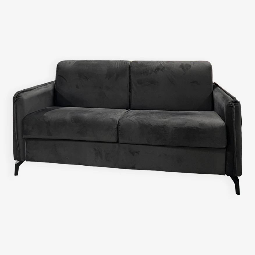 3-seater Convertible Sofa For Daily Sleeping In Velvet. - Image 9