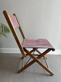 Old Folding Chair In Wood And Fabric