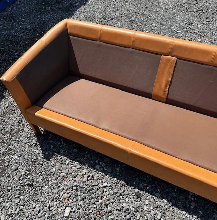 Danish Vintage 2 And A Half Seater Cognac Leather Sofa 1970s - Image 7