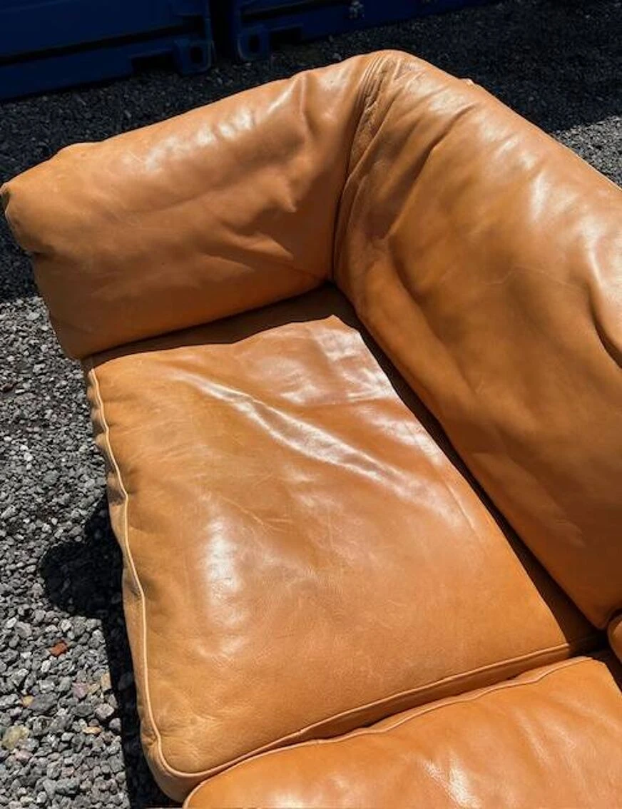 Danish Vintage 2 And A Half Seater Cognac Leather Sofa 1970s - Image 2