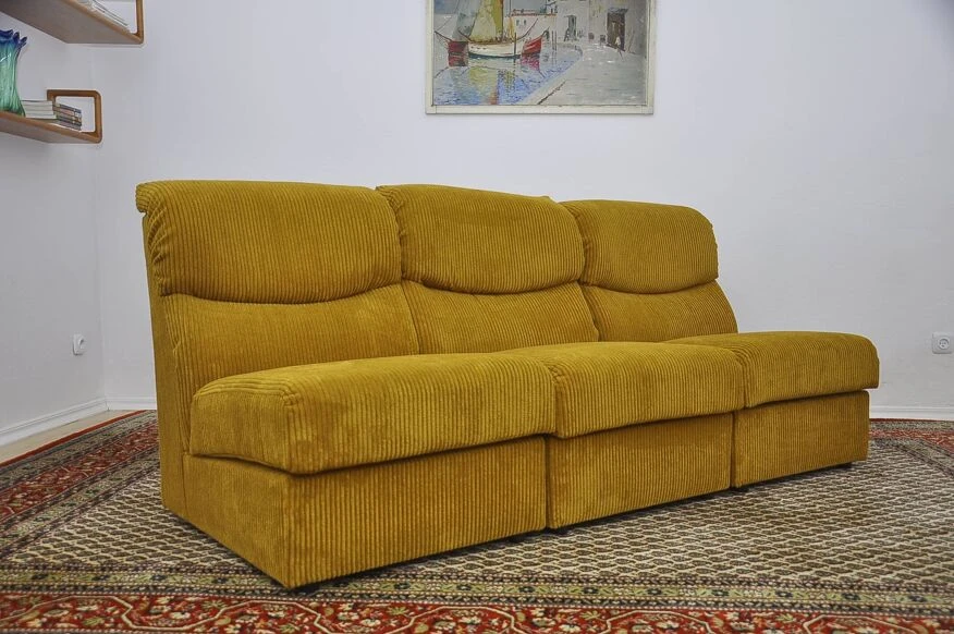Corduroy Modular Sofa, 1970s, Set Of 3