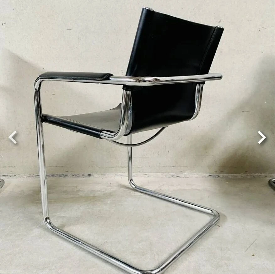 Office Armchair / Lobby Chair Cantilever In Vintage Black Leather And Chrome - Model MG5 By Matteo Grassi - 70-80's - Image 6