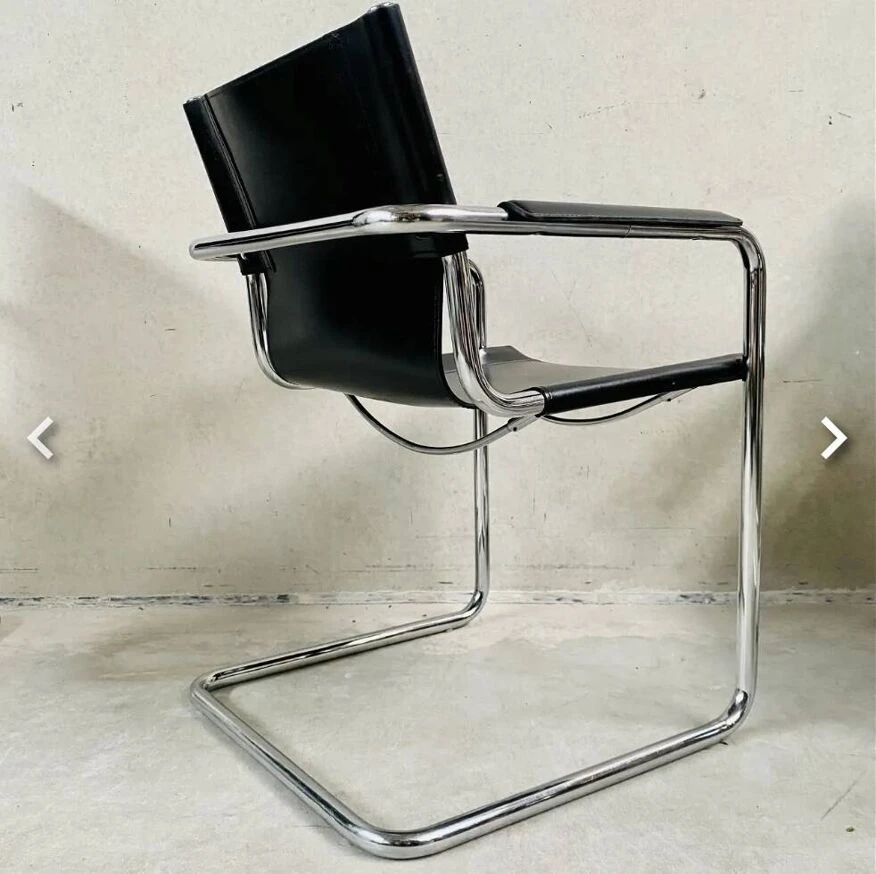 Office Armchair / Lobby Chair Cantilever In Vintage Black Leather And Chrome - Model MG5 By Matteo Grassi - 70-80's - Image 2