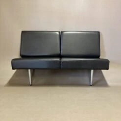 Scandinavian Design Leather And Metal Hanging Sofa.