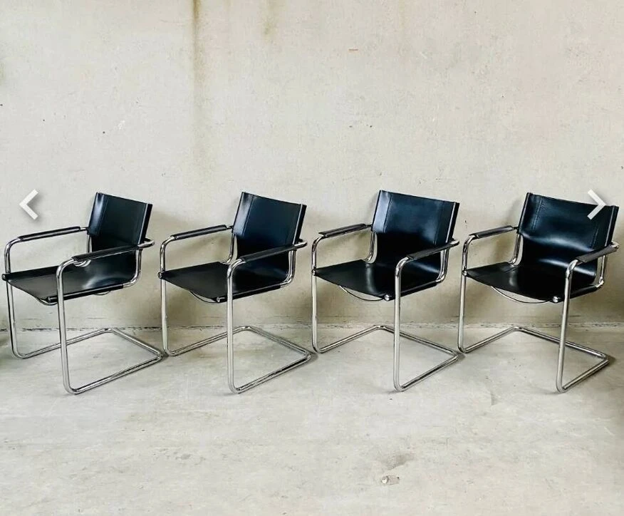 Office Armchair / Lobby Chair Cantilever In Vintage Black Leather And Chrome - Model MG5 By Matteo Grassi - 70-80's - Image 5