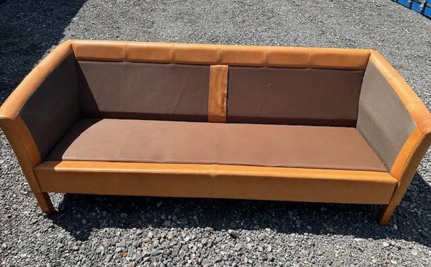 Danish Vintage 2 And A Half Seater Cognac Leather Sofa 1970s - Image 8