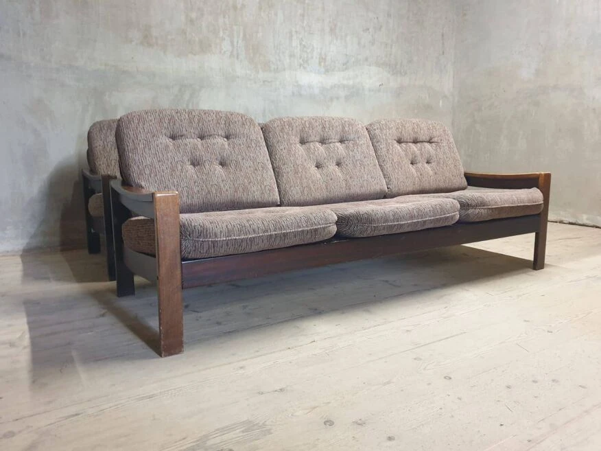 Vintage Scandinavian Style Three Seater Lounge Sofa, 1980´s, Set Of 2 - Image 7