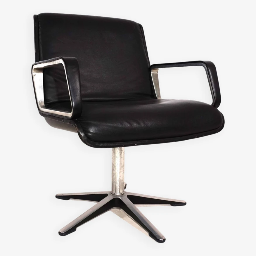 Wilkhahn Delta Leather Dining Room / Conference Chair By Delta Design