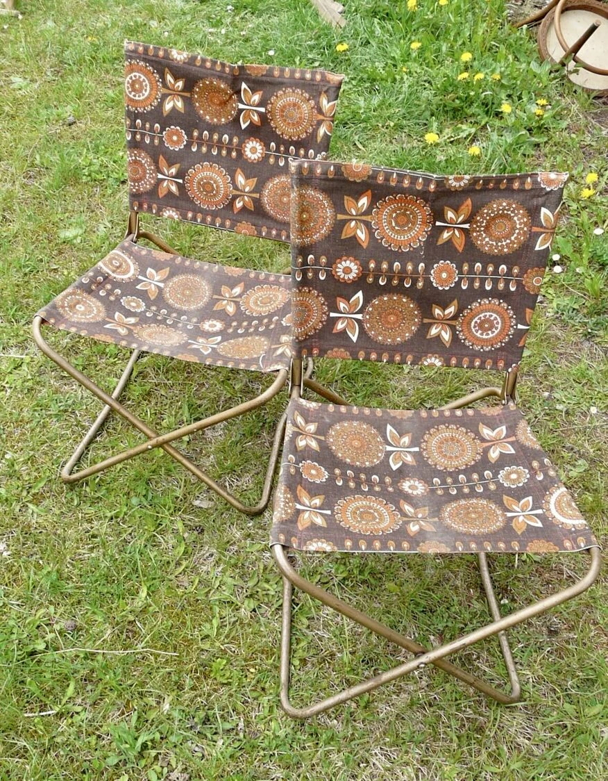 Pair Of Vintage Chantazur Folding Chairs 1960 - Canvas Garden Chairs - Image 6