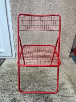 3 Red Ted Net Folding Chairs By Niels Grammelgaard For IKEA 1980